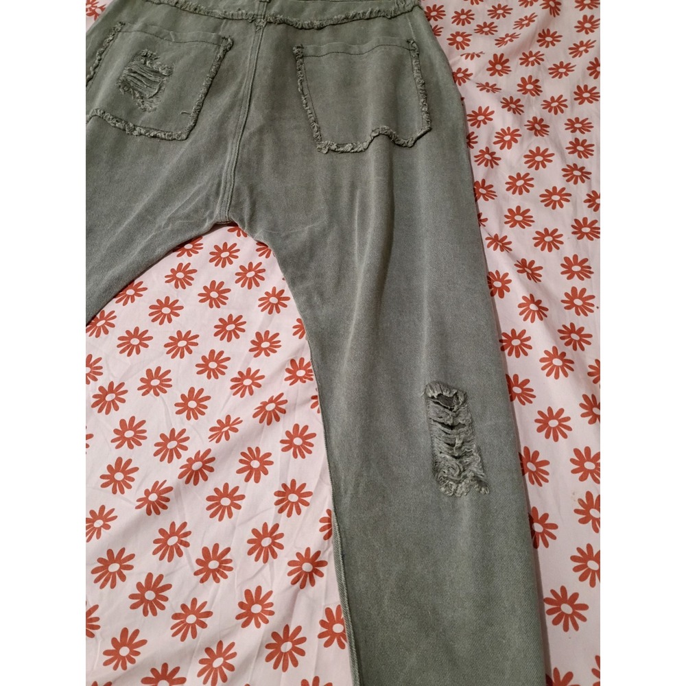 POL Distressed Drop Crotch Jeans Washed Boho Western Chic Frayed Wide Leg Large - Picture 6 of 8